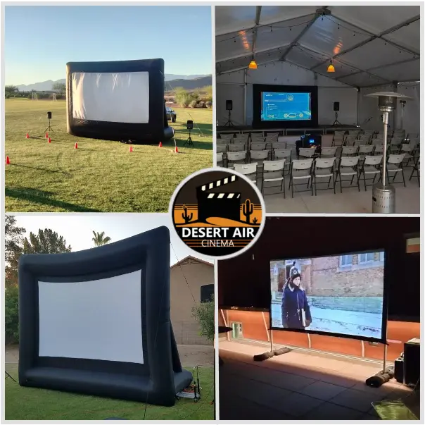Desert Air Cinema outdoor movie screen setup