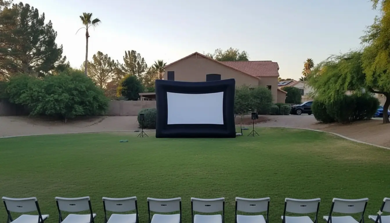 Silver Package - 16-foot inflatable movie screen at a park event